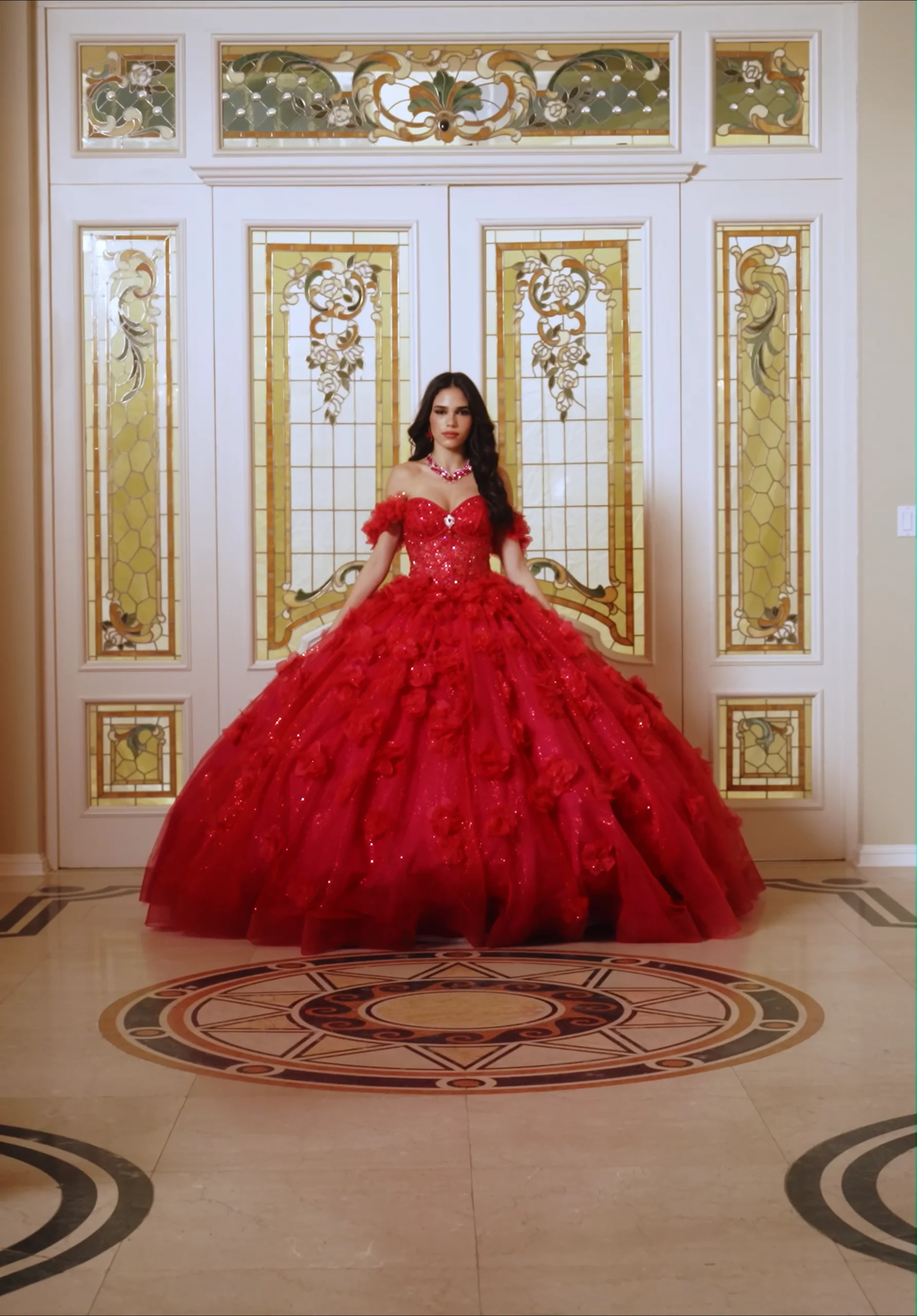 Layered Sparkle Tulle Quinceañera Dress with Three