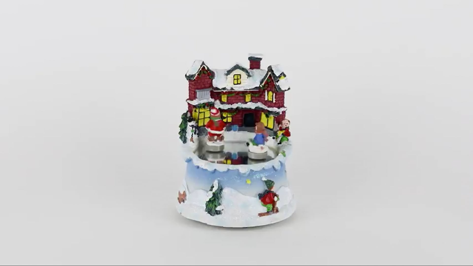 5 25 Animated Village Ice Skating Pond Christmas Music Box Modern