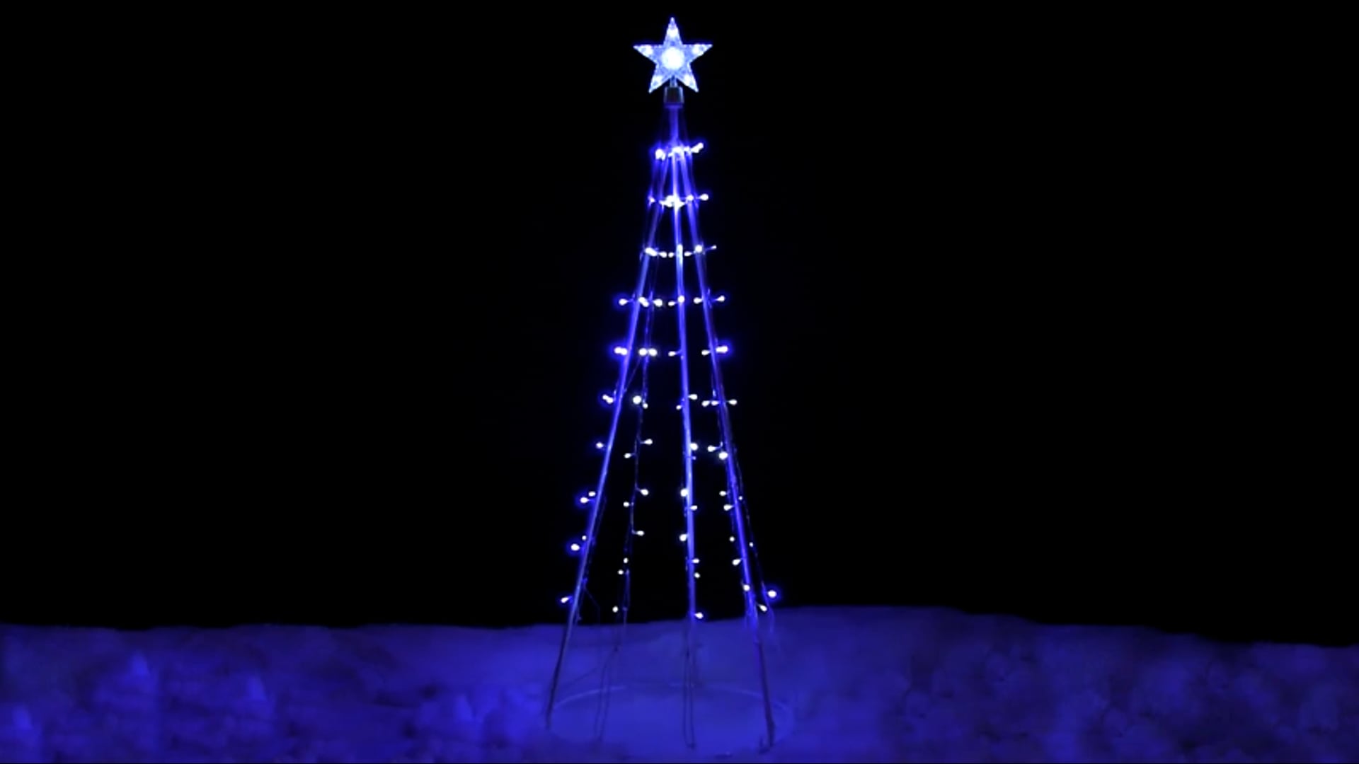 5 Blue And White Led Lighted Twinkling Show Cone Christmas Tree Decoration Modern Outdoor 9042