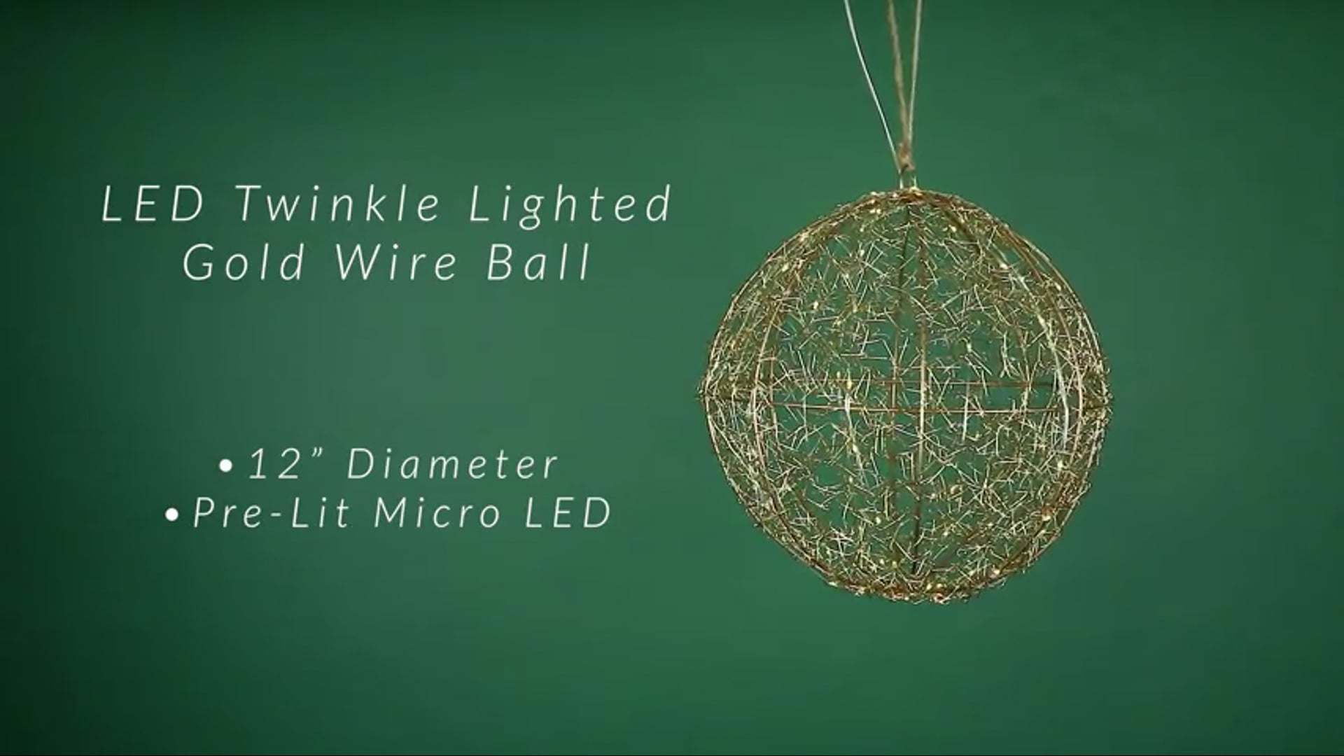 12" LED Twinkle Lighted Wire Ball Outdoor Christmas Decoration