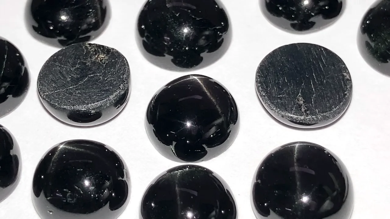 ブラックスターダイオプサイド ラウンド カボション10×10mm 3個
