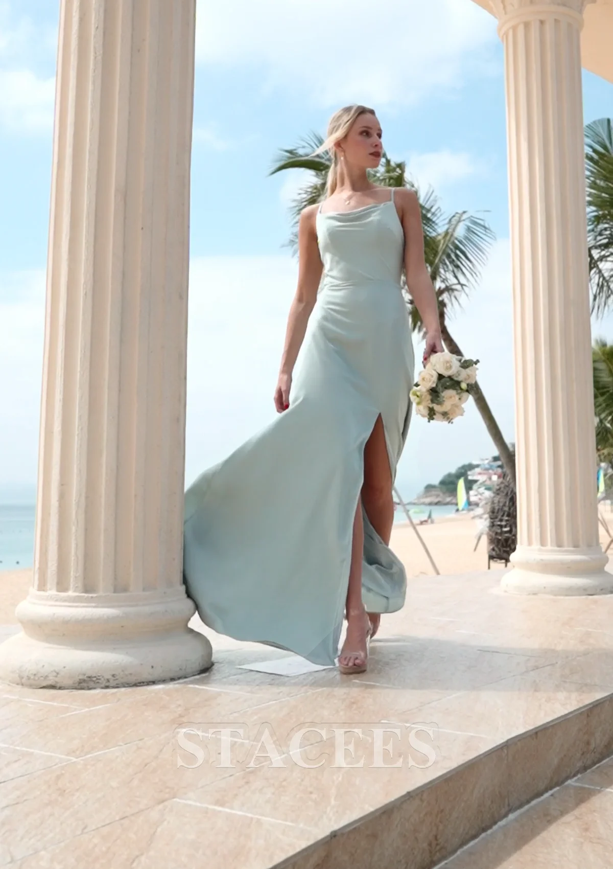 sea green color bridesmaid dresses Zapaka Women Grey Green Chiffon Bridesmaid Dress V Neck A-Line Sequins Long  Wedding Party Guest Dress  ZAPAKA NZ