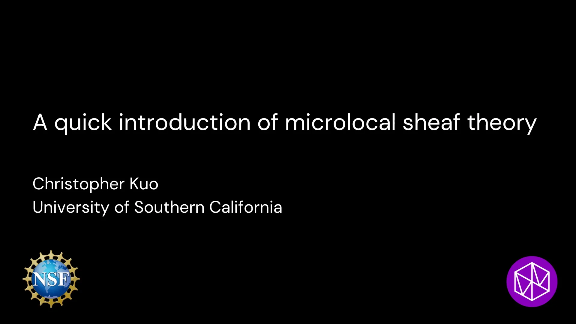 A quick introduction of microlocal sheaf theory on Vimeo