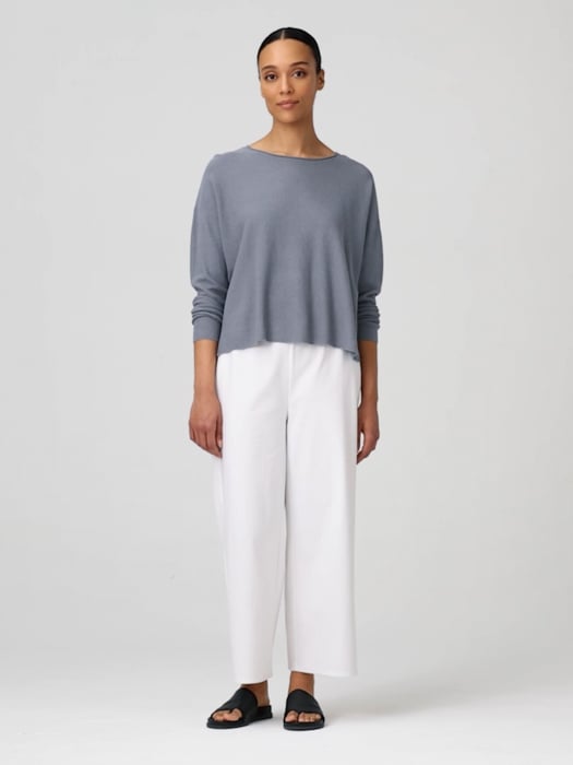Organic Linen Cotton Jewel Neck Box-Top | EILEEN FISHER Organic Linen Cotton Jewel Neck Box-Top | EILEEN FISHER
