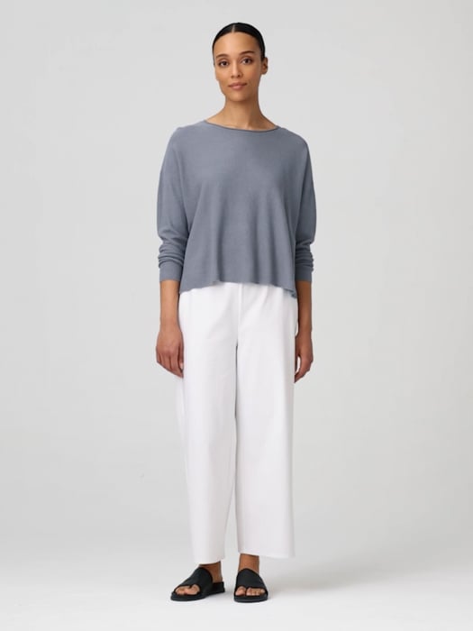 Organic Linen Cotton Jewel Neck Box-Top | EILEEN FISHER