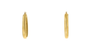 Italian 10kt Yellow Gold Ribbed Hoop Earrings