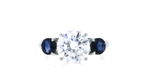 3.00 Carat Lab-Grown Diamond Ring with 1.30 ct. t.w. Sapphires in 14kt White Gold