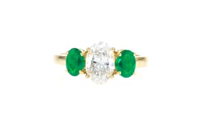 1.25 Carat Lab-Grown Diamond Ring with .80 ct. t.w. Emeralds in 14kt Yellow Gold