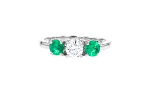 50 Carat Lab-Grown Diamond Ring with .40 ct. t.w. Emeralds in 14kt White Gold