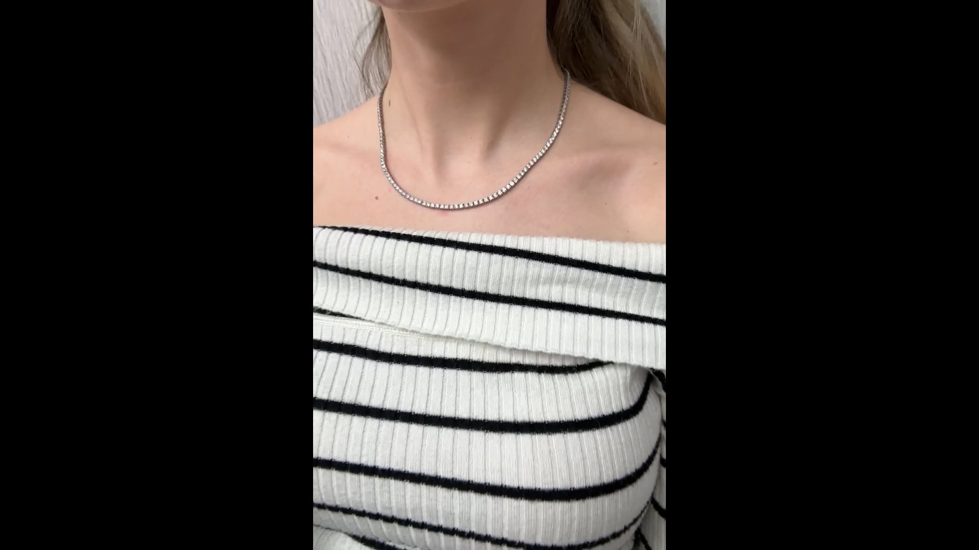 Collana Tennis 12 Carati In Argento 925 Con Diamanti Creati | Oro Bianco 14k, 16 Pollici, Radhe