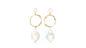 6.5-13mm Cultured Baroque Pearl Drop Earrings in 18kt Gold Over Sterling