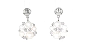 3.5-6.5mm Cultured Pearl and .11 ct. t.w. Diamond Drop Earrings in Sterling Silver