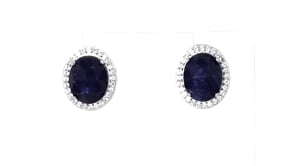 8.00 ct. t.w. Sapphire and .30 ct. t.w. White Topaz Stud Earrings in Sterling Silver