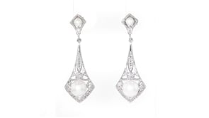 3.5-7.5mm Cultured Pearl and .11 ct. t.w. Diamond Vintage-Style Drop Earrings in Sterling Silver