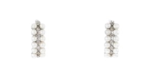 2.5-3mm Cultured Pearl and .20 ct. t.w. White Topaz Hoop Earrings in Sterling Silver