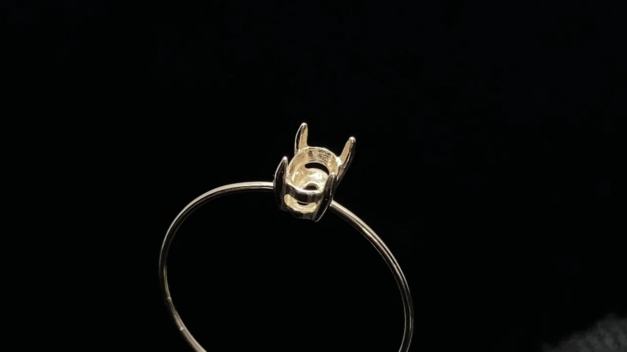 K10 Yellow Gold】リング空枠（爪留め）オーバルファセットカット5×3mm 