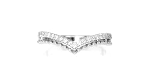 25 ct. t.w. Pave Diamond Beaded Chevron Ring in Sterling Silver