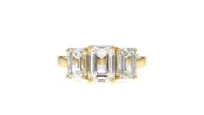 4.00 ct. t.w. Emerald-Cut Lab-Grown Diamond Three-Stone Ring in 14kt Yellow Gold