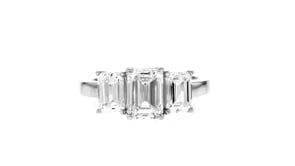 3.00 ct. t.w. Emerald-Cut Lab-Grown Diamond Three-Stone Ring in 14kt White Gold