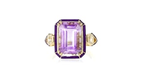7.25 Carat Amethyst and .60 ct. t.w. White Topaz Ring in 18kt Gold Over Sterling