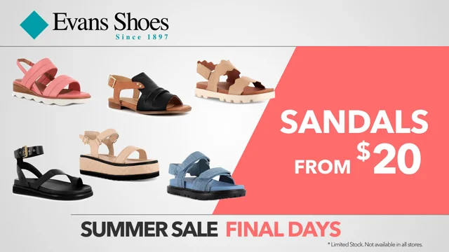 Evans deals sandals sale