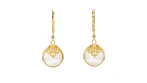 11-11.5mm Cultured Mabe Pearl Milgrain Drop Earrings in 18kt Gold Over Sterling