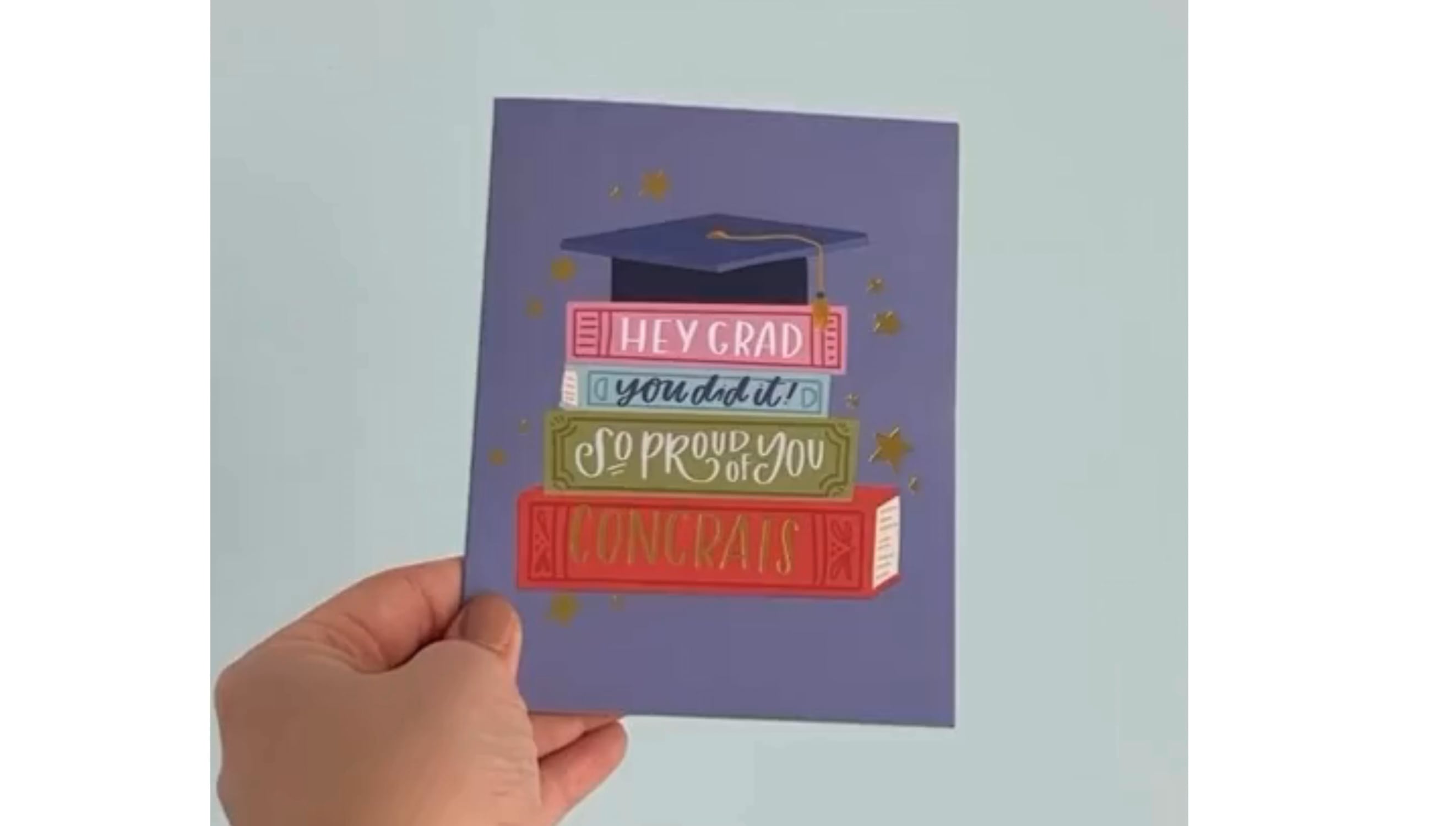 Grad Book Stack Graduation Greeting Card video