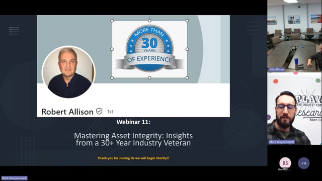 Webinar: Rob Allison, Chief Inspector and Integrity Engineer