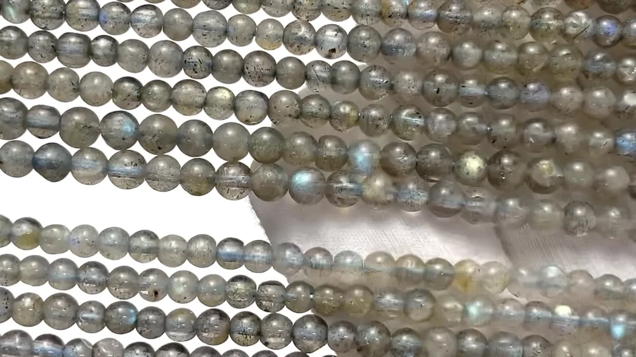 ラブラドライト（産地・マダガスカル） ラウンド3.5mm ｜天然石ビーズ