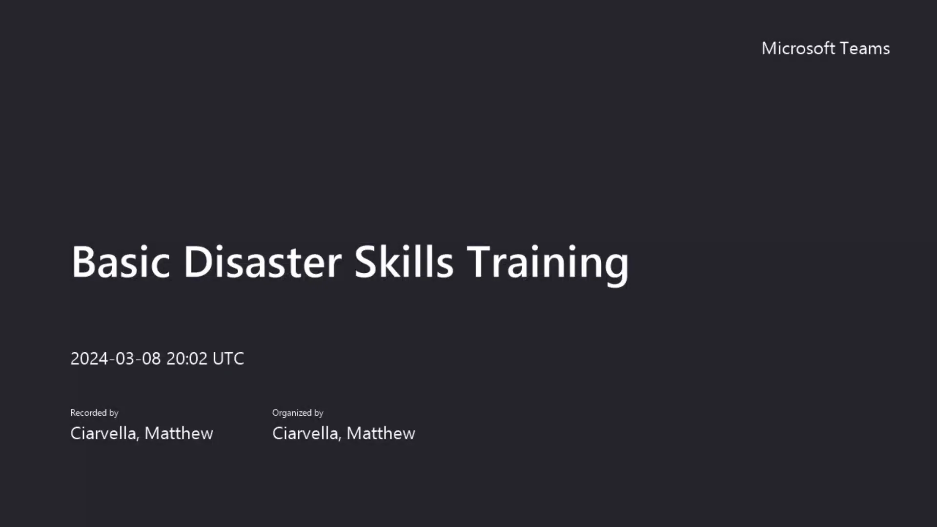 Basic Disaster Skills Training Webinar (3/8/24) on Vimeo