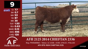 Lot #9 - AFH 2125 2014 CHIEFTAN 2336