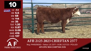 Lot #10 - AFH 2125 2023 CHIEFTAN 2377