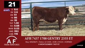 Lot #21 - *** OUT *** AFH 7437 1708 GENTRY 2335 ET