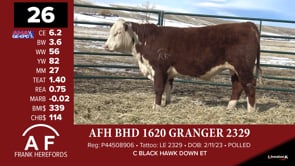 Lot #26 - *** OUT *** AFH BHD 1620 GRANGER 2329