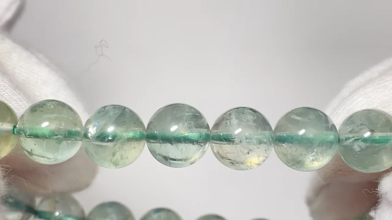 動画】【1点もの】宝石質グリーンサンストーン ラウンド8.5mm 1連
