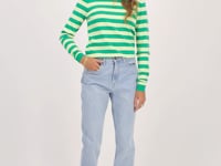 green and yellow striped top with long sleeves