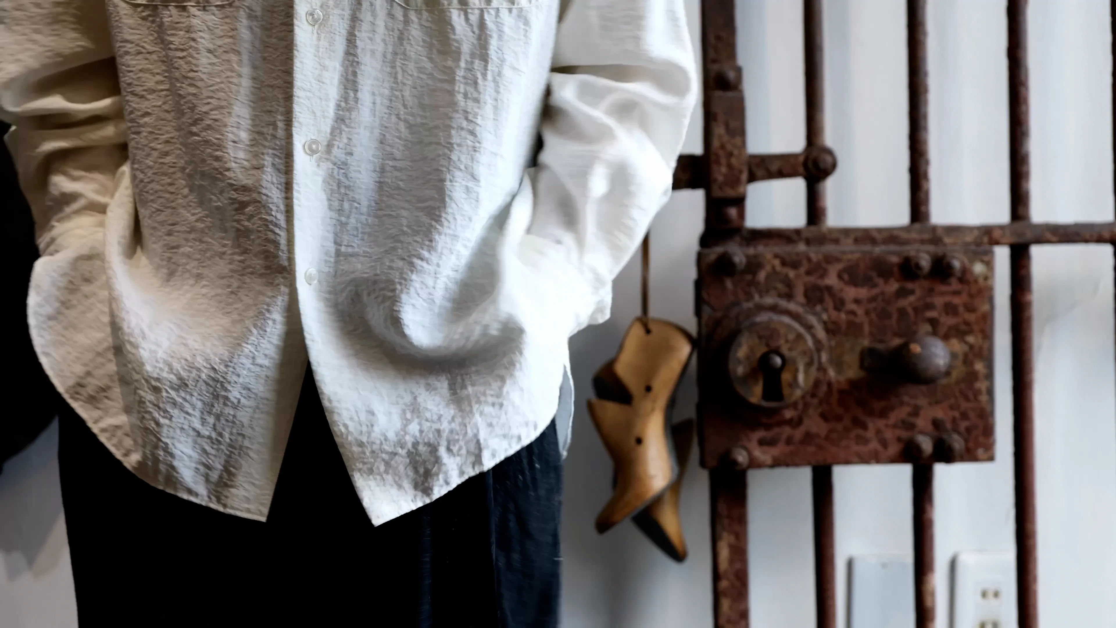 【新品、完売品】calmlence SHIRT027 サイズ1 calmlence】CLASSIC OPEN COLLAR SHIRT