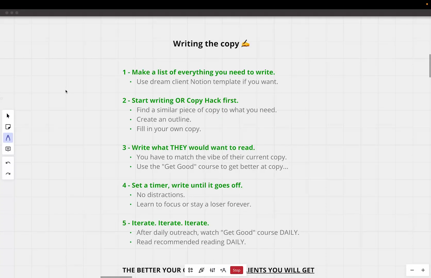 Writing the copy on Vimeo