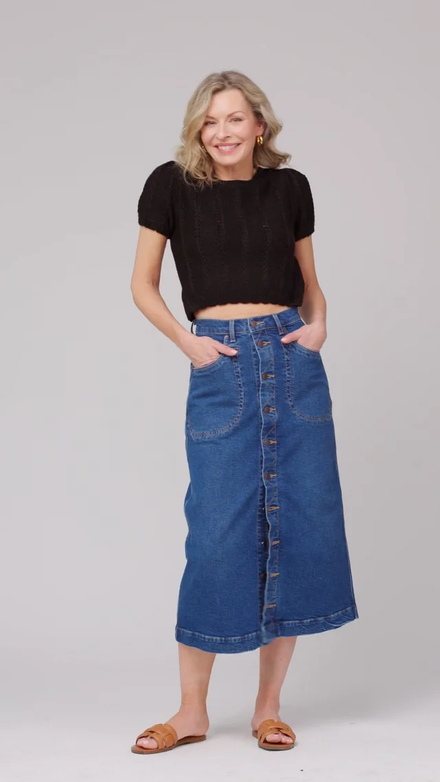 Blue denim skirt yoga pants store