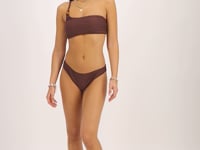 Brown one-shoulder bikini top with texture | My Jewellery