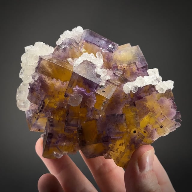 Fluorite with Calcite and Chalcopyrite