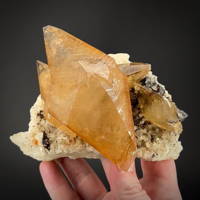 Calcite on Baryte with Sphalerite