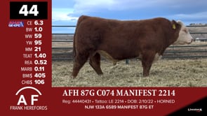 Lot #44 - AFH 87G C074 MANIFEST 2214