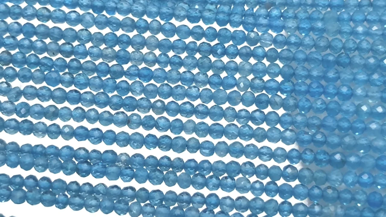 ネオンブルーアパタイトAAA- ラウンドカット2mm 1連（約30cm）