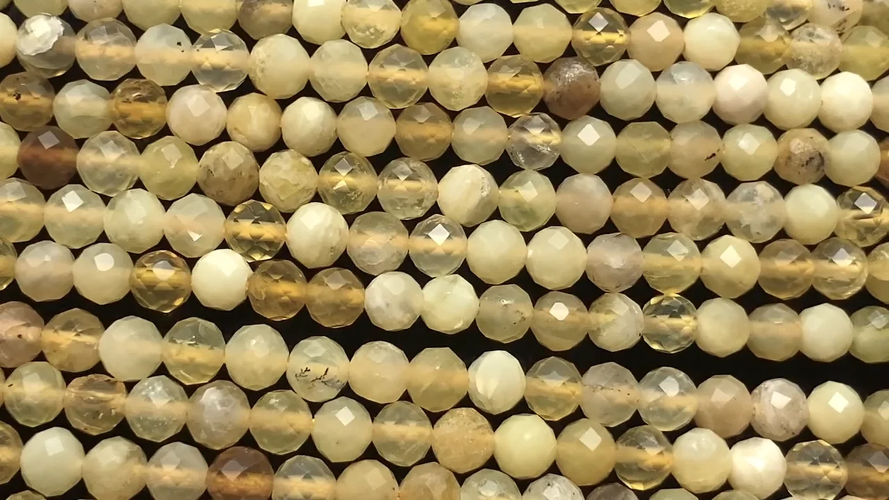 イエローオパール ラウンドカット4mm 1連｜天然石ビーズの卸問屋・通販 