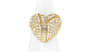 C. 1990 Vintage 3.10 ct. t.w. Diamond Heart Ring in 18kt Yellow Gold