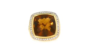 C. 1990 Vintage David Yurman 10.00 Carat Smoky Quartz Ring with .50 ct. t.w. Diamonds in 18kt Yellow Gold