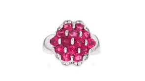 C. 1990 Vintage 3.20 ct. t.w. Ruby and .12 ct. t.w. Diamond Ring in Platinum