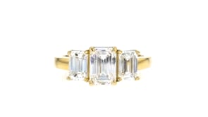 3.00 ct. t.w. Emerald-Cut Lab-Grown Diamond Three-Stone Ring in 14kt Yellow Gold