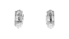 Italian Sterling Silver Greek Key Hoop Earrings